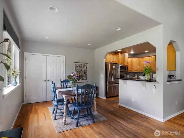 Thinking you want to enlarge the kitchen...would be easy to do using this room to expand.
