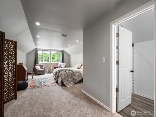 This photo really captures the spaciousness of the upper room. There is also a nice sized closet in this room.