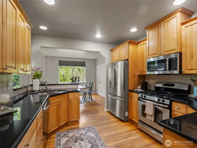 Plenty of countertop and cabinet space in the kitchen for meal prep and entertaining.