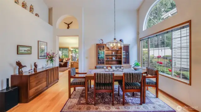 The hardwood floors continue into the kitchen and family room.