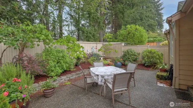 The patio is large and without faults.