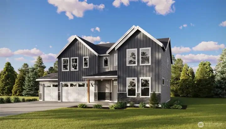 Image is a rendering. Photographs are for illustrative purposes only. Features, finishes, interior/exterior colors, landscaping and floorplan shown may vary from actual homes built.