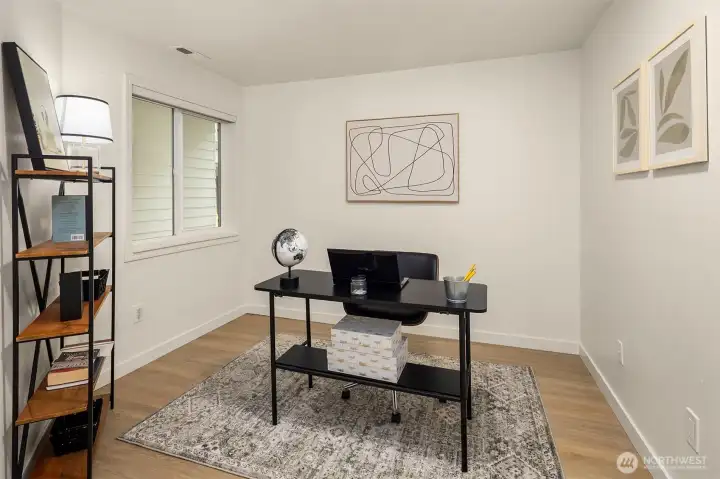Nice size office at the front of the unit, with double doors for privacy. Could be used as occasional guest bedroom