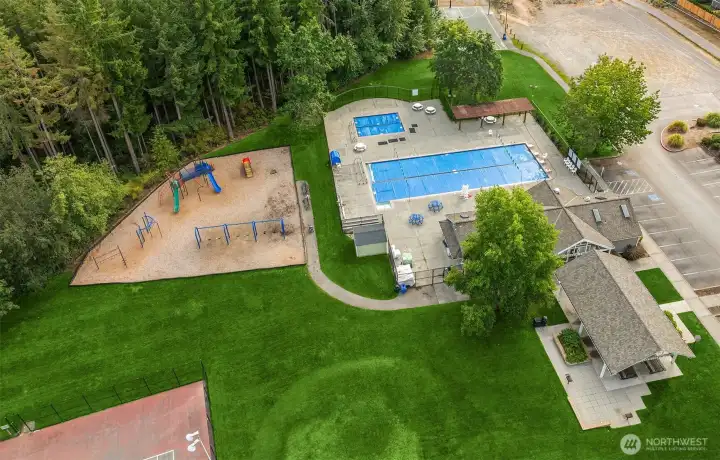 Klahanie offers resort style amenities for just $100/month including 2 pools, tennis courts, sports courts, walking trails and more.