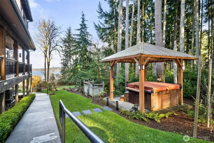 Hot tub conveys with home.