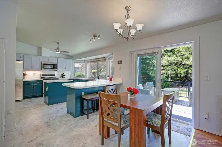 Newly remodeled kitchen with eating space