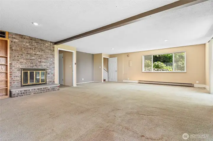 Lower wood fireplace for prime coziness