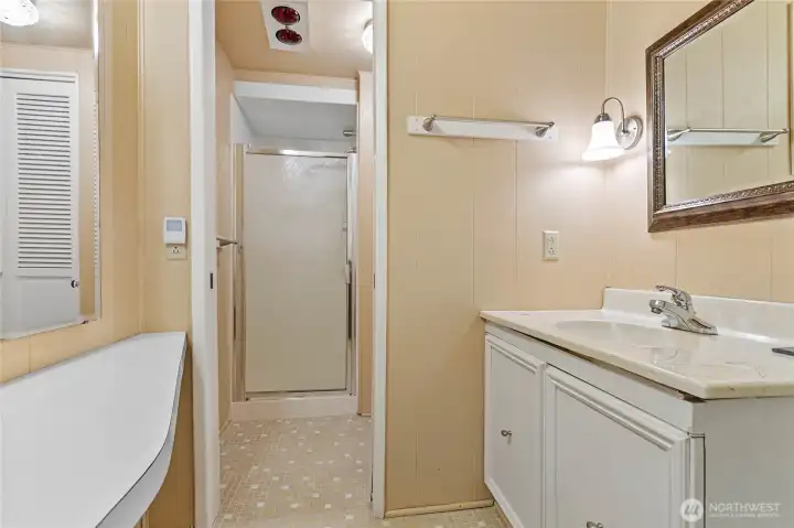 Lower 3/4 bathroom with walk in shower