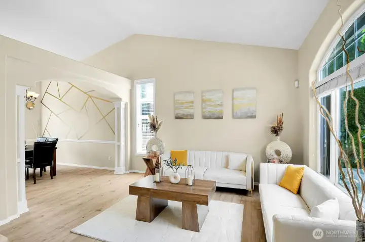 From the entry, enjoy views of the spacious living and formal dining rooms. From the entry, enjoy views of the spacious living and formal dining rooms.