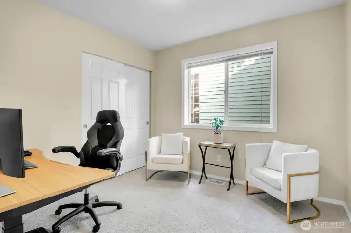 Versatile main floor bedroom, ideal as a guest room, home office, or flex space. Versatile main floor bedroom, ideal as a guest room, home office, or flex space.