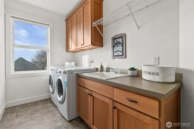 Upstairs laundry room.