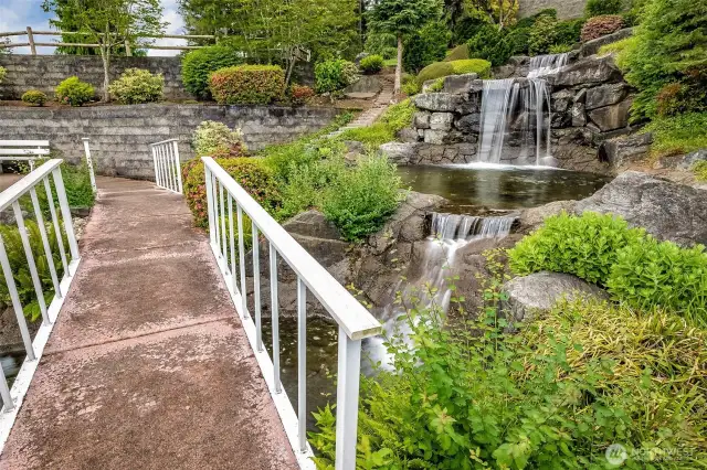 The community gardens serene beauty adds an atmosphere of relaxation to the community.