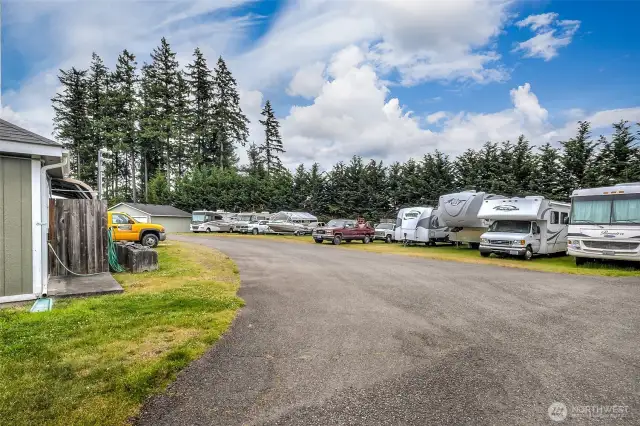 The community offers convenient RV parking onsite.