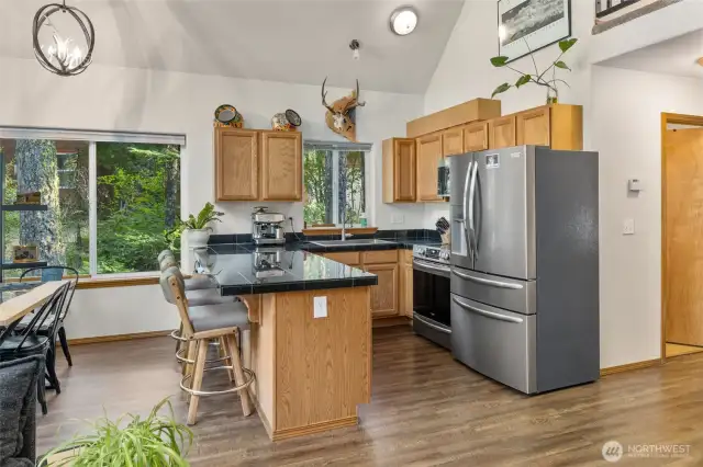 Well laid out kitchen space with storage for all the essentials.
