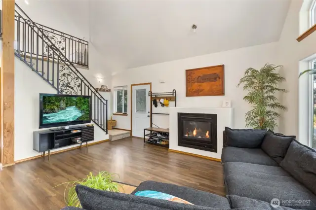 Unique and special to this house you will find the intricate iron banister leading up to the large loft.