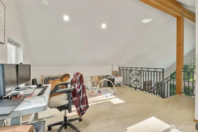 Great overhead lighting up here.  This space could be another bedroom, office, man cave, craft room, the options are endless.