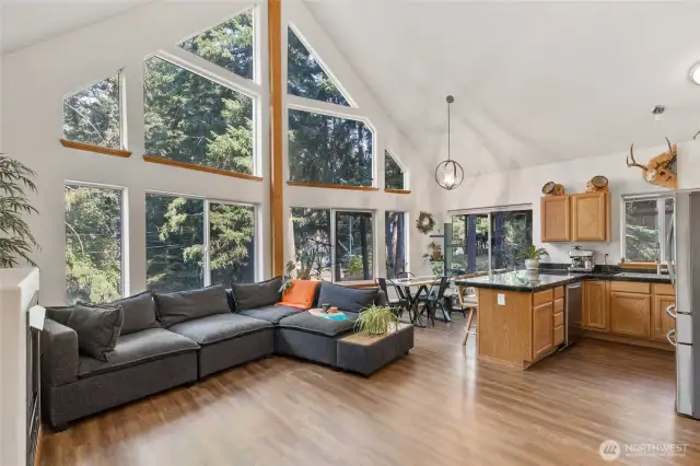 Natural light and the trees outside are simply grand, almost a feeling of living outside among the outdoors.