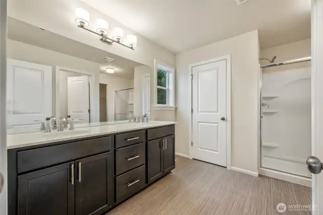 Primary Bath-Disclaimer:  Photos are from another Rose floor plan in previous community, finishes, upgrades, and features will vary.