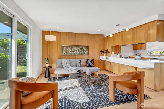 Cozy family room, or make it a giant dining area!