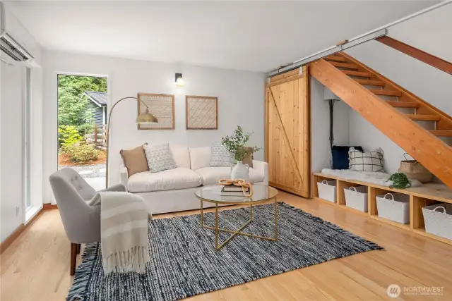 Living room with reading nook.