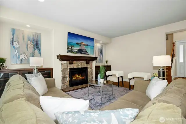 Spacious Great room with the gas fire place