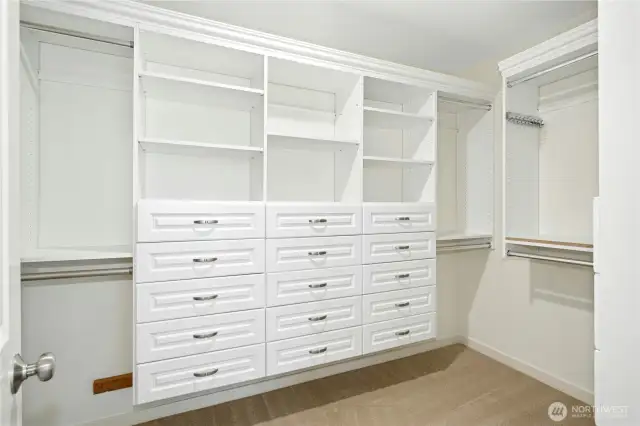 Built in closet in the primary bathroom