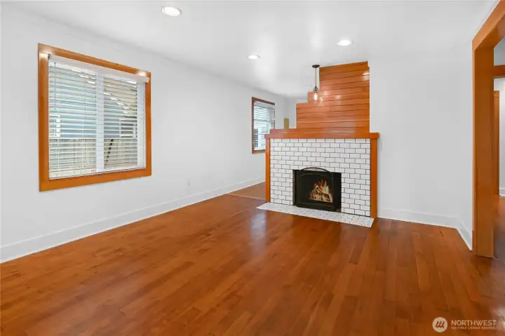 Bright and inviting living room greets you from the front door.
