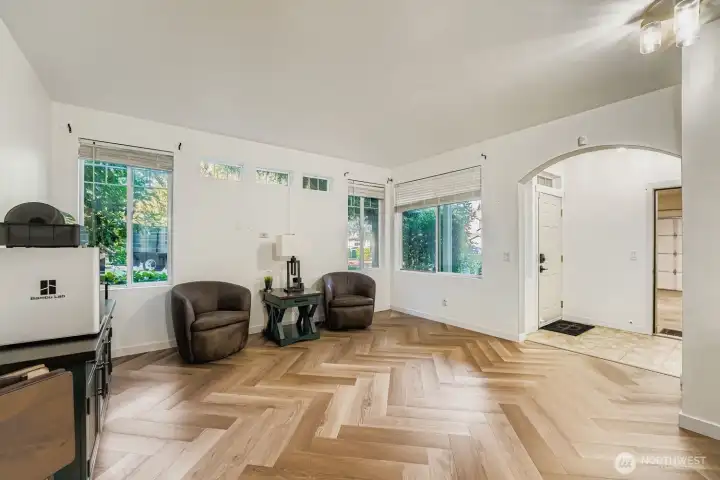 Formal living area with space for multiple furniture layouts.