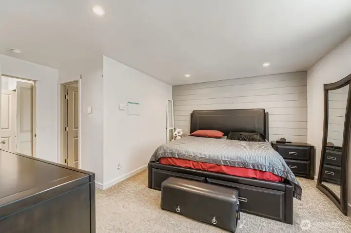 An accent wall adds warmth and personality.