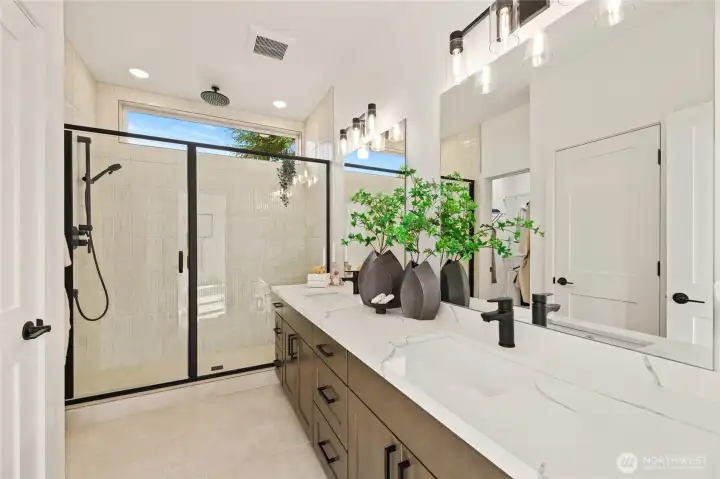 Spa like primary bathroom.