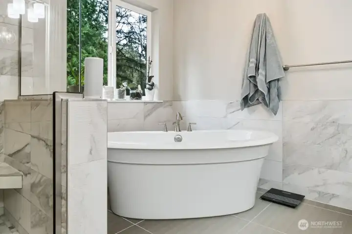 Stylish soaking tub.
