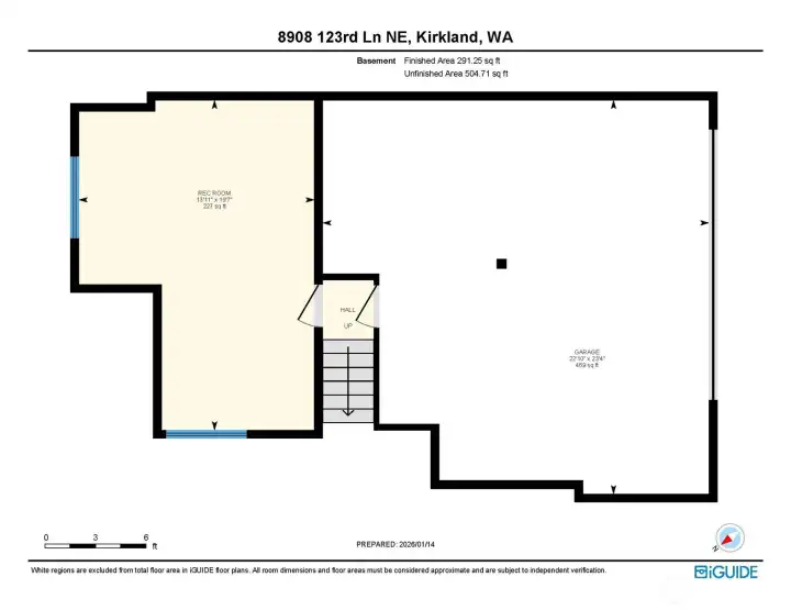 Floor plan of basement and garage