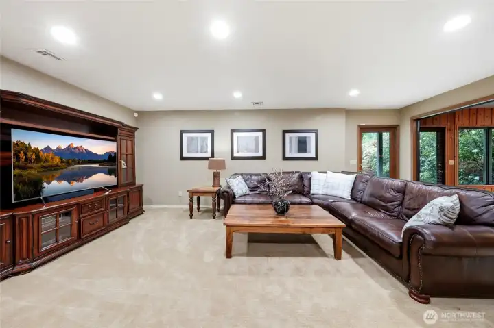 Huge bonus room downstairs! The soft carpet and thick pad make this the coziest "basement" space you'll find.