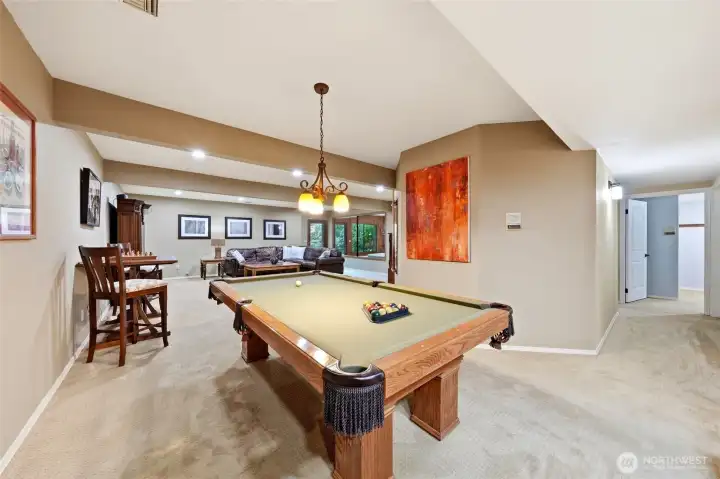 There's room for it all in this daylight basement.