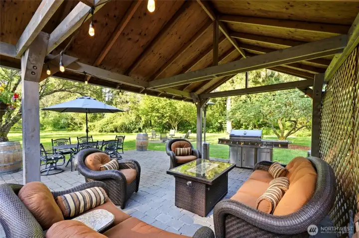 A covered patio is the perfect place to enjoy the outdoors year round.
