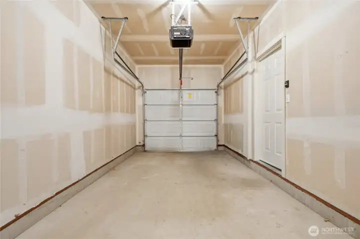 single car garage with extra storage space