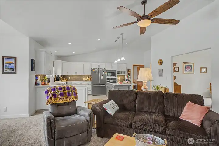 Living room with the wood stove