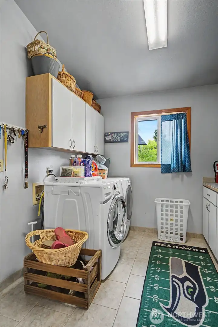 Laundry room leads out to garage