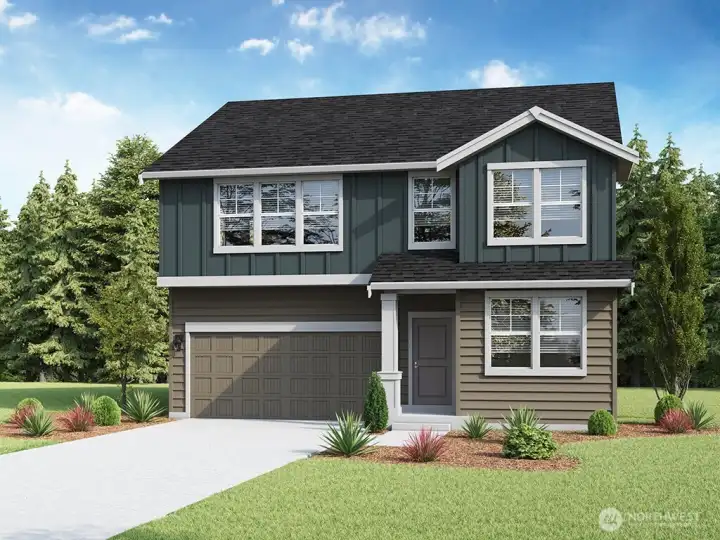 Wellington Plan Marketing Rendering - Depictions of homes or other features are artist conceptions. Hardscape, landscape, and other items shown may be decorator suggestions that are not included in the purchase price and availability may vary. No view is promised. Views may also be altered by subsequent development, construction and tree growth and landscaping.