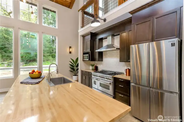 Butcher-block counter tops look amazing!