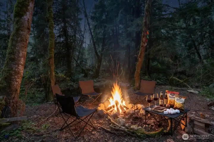enjoy evening fires next to the sprong fed spond