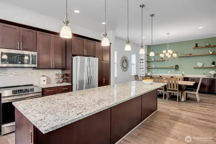 ~quartz countertop & walnut cabinets