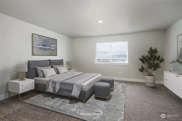 Primary bedroom virtually staged.
