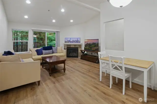 Vaulted ceiling in great room.