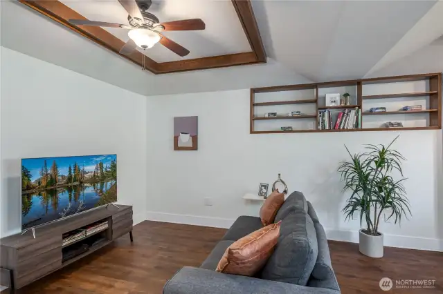 Luxury vinyl plank flooring in bonus room