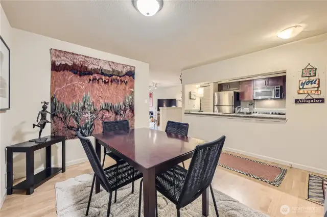 View from dining area to kitchen..