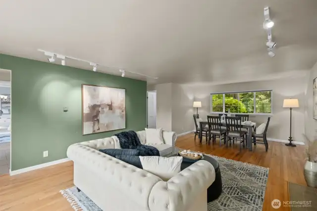 Living room and dining room