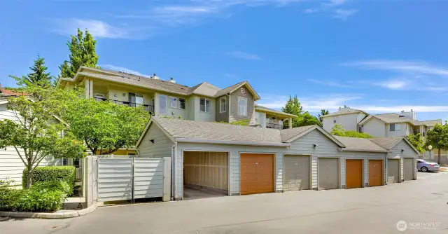1 Car garage on far left.