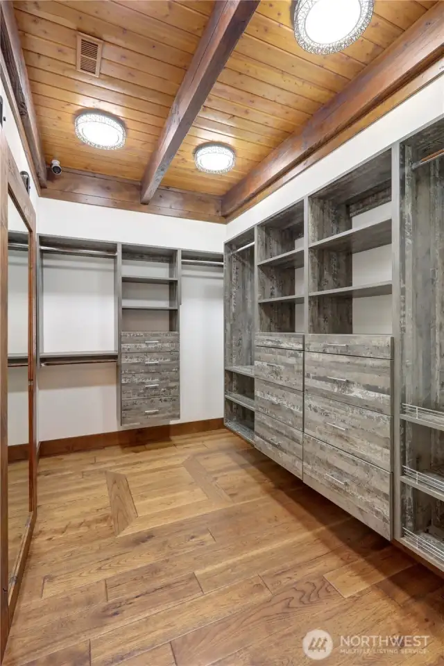 Primary Suite Huge Walk in Closet with built ins