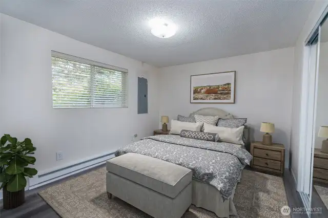 Digitally staged room - Easy clean living with hard flooring - not a stitch of carpet!